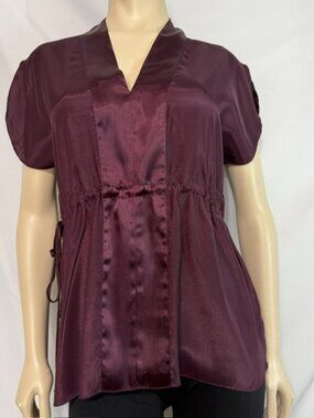 Daisy Fuentes Burgundy/Plum Satin Tie waist Top Size L